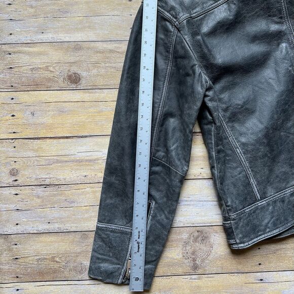 ZARA Size Small Relaxed Mens Leather Gray Jacket Coat Biker Aviator Racer NWT - Picture 14 of 16